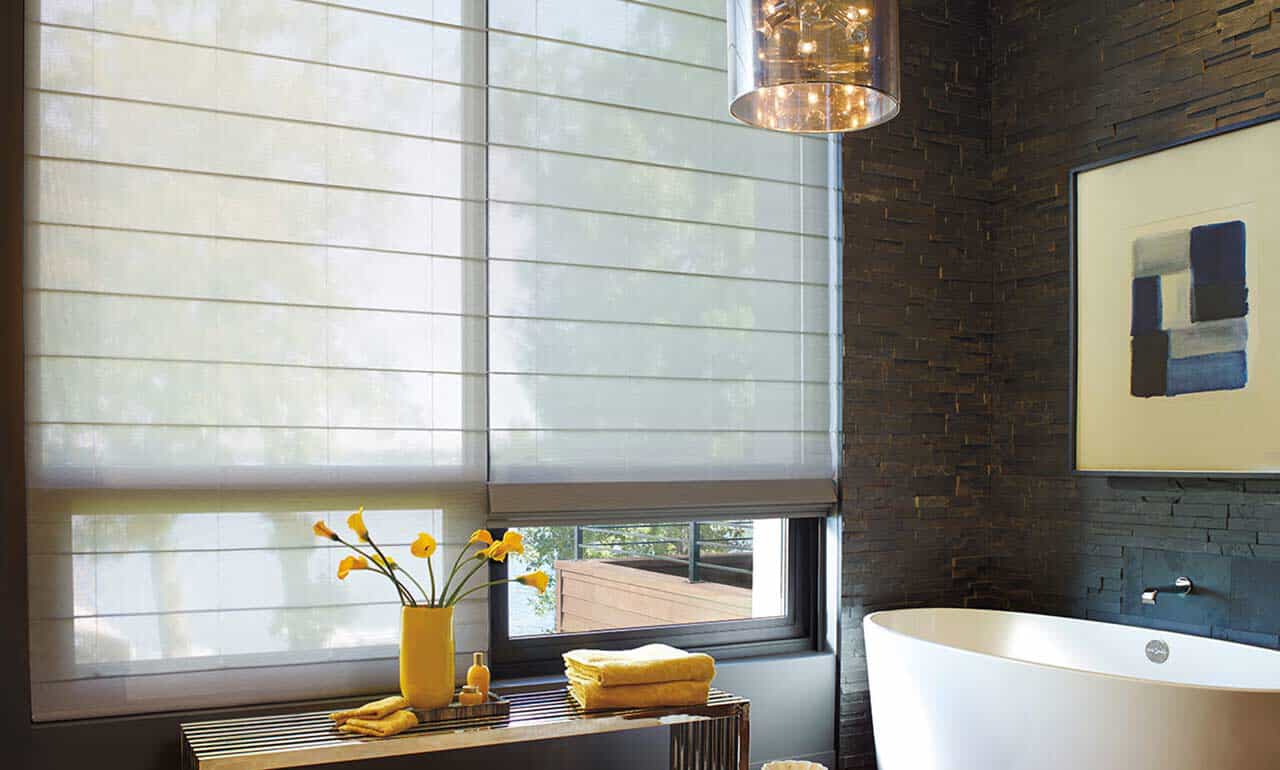 roman shades in bathroom